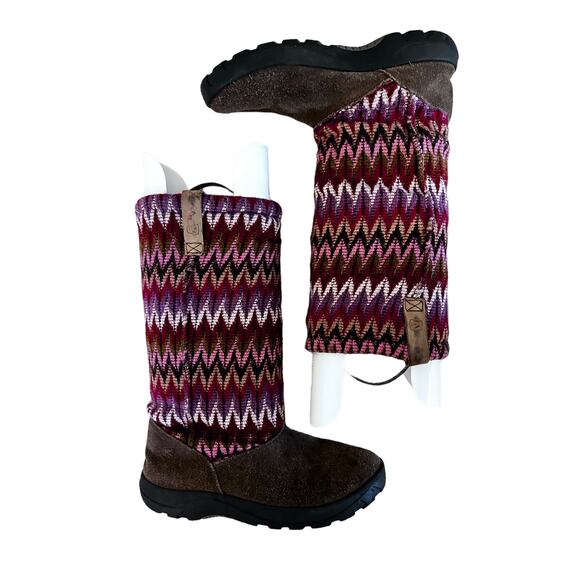 KEEN Girls Pink Plum Chevron Sweater Shearling Lined Pull On Boots 4 Cabincore - Picture 4 of 11